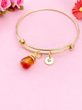 Agate Bracelet Bangle, Red Natural Agate Gemstone Jewelry, N5064