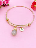 Agate Bracelet, Gray Natural Agate Gemstone Jewelry, Simple Gold Bracelet, N5066