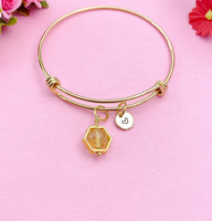 Gold Citrine Bracelet, Natural Gemstone Jewelry, N3959
