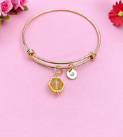 Gold Citrine Bracelet, Natural Gemstone Jewelry, N3959