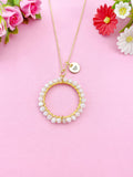 Gold Moonstone Necklace, Natural Gemstone Jewelry, N4231