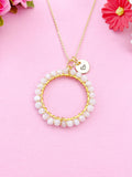 Gold Moonstone Necklace, Natural Gemstone Jewelry, N4231