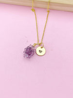 Grape Necklace, Gold Purple Grape Necklace, Girlfriends Gift, N5159