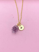 Grape Necklace, Gold Purple Grape Necklace, Girlfriends Gift, N5159