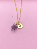 Grape Necklace, Gold Purple Grape Necklace, Girlfriends Gift, N5159