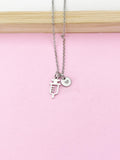 Silver Medical Injection Syringe Charm Necklace, Doctor Nurse Gifts, N2979