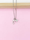 Silver Medical Injection Syringe Charm Necklace, Doctor Nurse Gifts, N2979