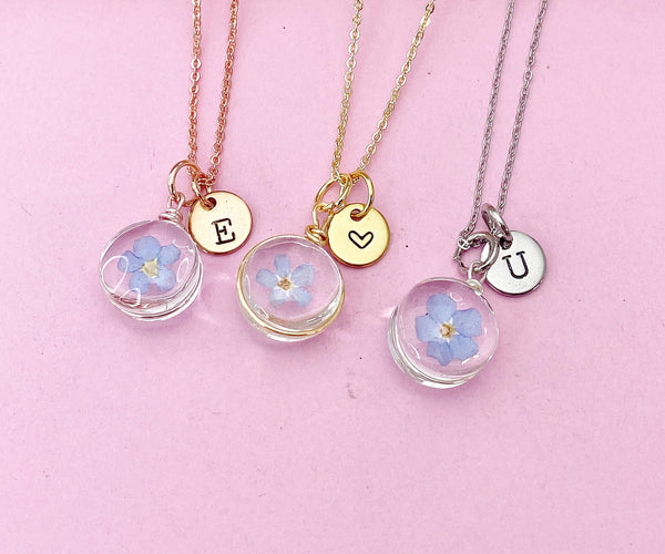 Gold or Silver Forget Me Not Charm Necklace, N5771A