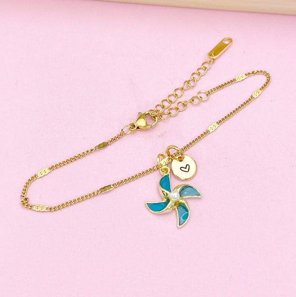 Gold Pinwheel Charm Bracelet, DN5171B