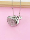 Silver Flower Locket Necklace, Stainless Steel Photo Keepsake