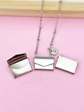 Silver Love Letter Envelope Pendant Necklace, Tarnish Resistant 316 Stainless Steel, N6055