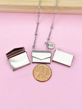 Silver Love Letter Envelope Pendant Necklace, Tarnish Resistant 316 Stainless Steel, N6055