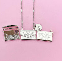 Silver Handbag with Flower Pendant Necklace, Brass Locket Pendants, N6056
