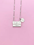 Silver Handbag with Flower Pendant Necklace, Brass Locket Pendants, N6056