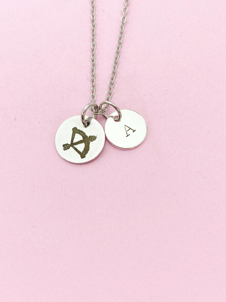 Silver or Gold Sagittarius Charm Necklace, Sagittarius Archer, D478