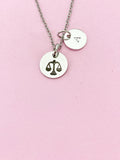 Silver or Gold Libra Scales Charm Necklace, D487