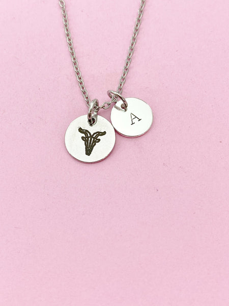 Silver or Gold Capricorn Sea Goat Charm Necklace, D488