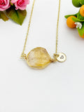 Gold Citrine Necklace, Natural Gemstone Jewelry, November Birthday Gift, N5985