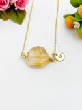 Gold Citrine Necklace, Natural Gemstone Jewelry, November Birthday Gift, N5985