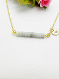 Gold Natural Celestite Bar Necklace, Natural Gemstone Jewelry, N5988