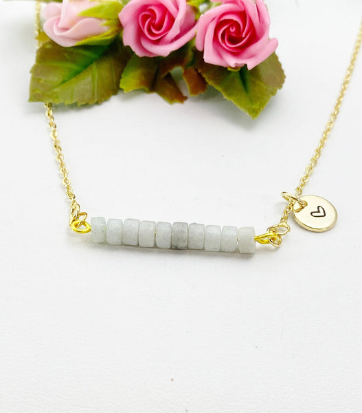 Gold Natural Celestite Bar Necklace, Natural Gemstone Jewelry, N5988