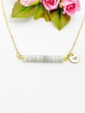 Gold Natural Celestite Bar Necklace, Natural Gemstone Jewelry, N5988