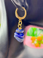 Gold Lapis Lazuli Earrings, Natural Gemstone Jewelry, Silver Option, N5881B