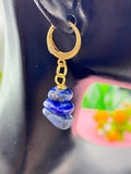 Gold Lapis Lazuli Earrings, Natural Gemstone Jewelry, Silver Option, N5881B
