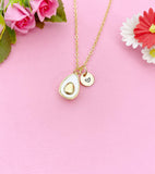 Gold or Silver Avocado Charm Necklace, Pave Shell Teardrop Jewelry, N5996