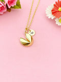 Gold Fortune Cookie Charm Necklace, Luck Jewelry, N6000