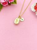 Gold Coffee Bean Necklace, Initial Charm, Morning Brew Jewelry, N6001