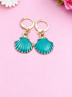 Gold Seashell Charm Earrings, Fantasy Mermaid Shell Charm, Shell Ocean Beach Jewelry, N2977