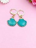 Gold Seashell Charm Earrings, Fantasy Mermaid Shell Charm, Shell Ocean Beach Jewelry, N2977