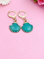 Gold Seashell Charm Earrings, Fantasy Mermaid Shell Charm, Shell Ocean Beach Jewelry, N2977