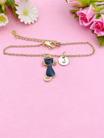 Gold Black Cat Charm Bracelet, N1738