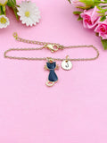 Gold Black Cat Charm Bracelet, N1738