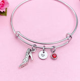 Silver High Heel Fashion Shoe Charm Bracelet, N6058