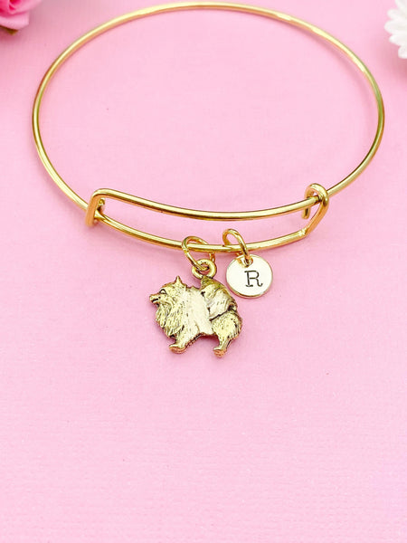 Pomeranian Bracelet, Gold Dog Breed Pomeranian Charm Bangle, Pomeranian Charm, Pom Charm, Pet Gift, N980