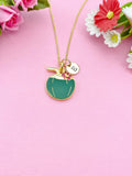Gold Green Coconut Drink Charm Necklace, Foodie Fruit Jewelry Gift, N5854