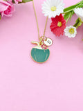 Gold Green Coconut Drink Charm Necklace, Foodie Fruit Jewelry Gift, N5854