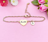 Silver or Gold Auntie Bracelet, Aunt Jewelry, Aunt Gift, D473A