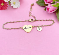 Silver or Gold Auntie Bracelet, Aunt Jewelry, Aunt Gift, D473A