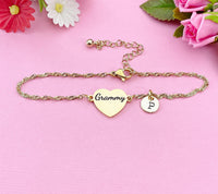 Silver or Gold Grammy Heart Charm Bracelet, D285A