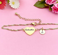 Silver or Gold Godmother Gift, Godmother Bracelet, Heart, Godmother Jewelry, Mother's Day Gift, Godmother Goddaughter Gift, D258