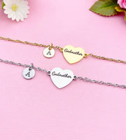 Silver or Gold Godmother Gift, Godmother Bracelet, Heart, Godmother Jewelry, Mother's Day Gift, Godmother Goddaughter Gift, D258A