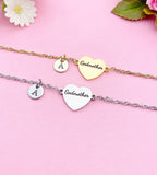 Silver or Gold Godmother Gift, Godmother Bracelet, Heart, Godmother Jewelry, Mother's Day Gift, Godmother Goddaughter Gift, D258A