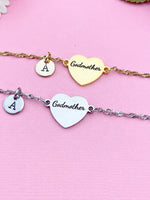 Silver or Gold Godmother Gift, Godmother Bracelet, Heart, Godmother Jewelry, Mother's Day Gift, Godmother Goddaughter Gift, D258A