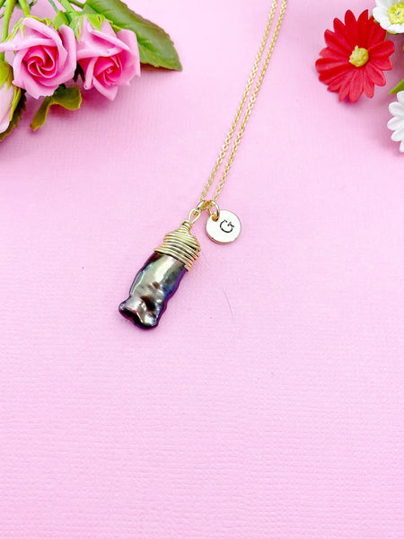 Baroque Pearl Keshi Necklace, Natural Baroque Pearl Keshi Pearl, Cultured Freshwater Pearl, N4252G