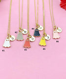 Enamel Ghost Charm Necklace, Gold Initial Pendant, Halloween Jewelry