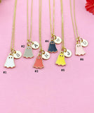 Gold Red Ghost Charm Necklace, Halloween Jewelry Gift for Girl or Women N6013R